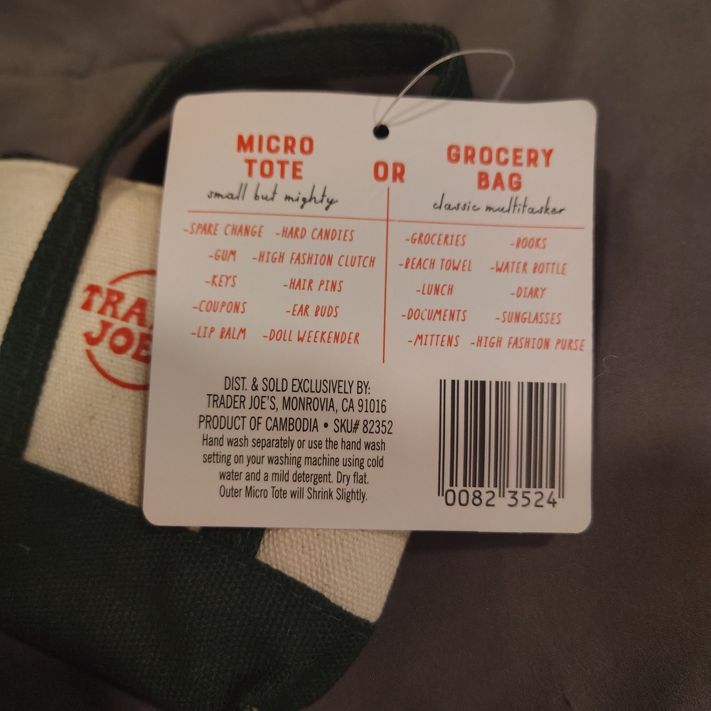 Trader Joe's Micro Canvas Bag And Grocery Bag - Picture 3 of 3